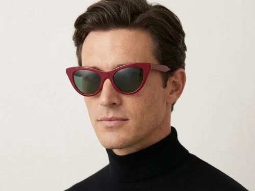 Lunettes de soleil papillon en acétate rouge #BS2012-1289