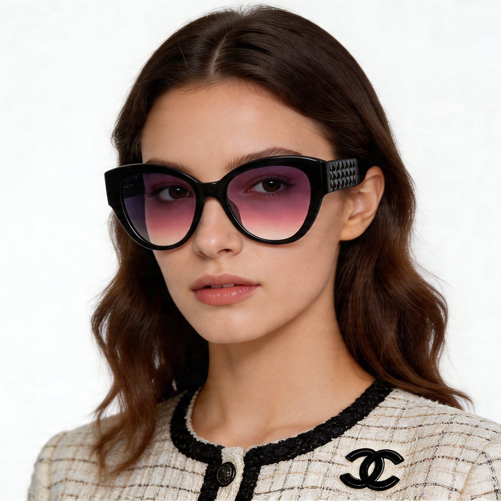 Gafas de sol de acetato negro con forma de mariposa #BS2012-1291