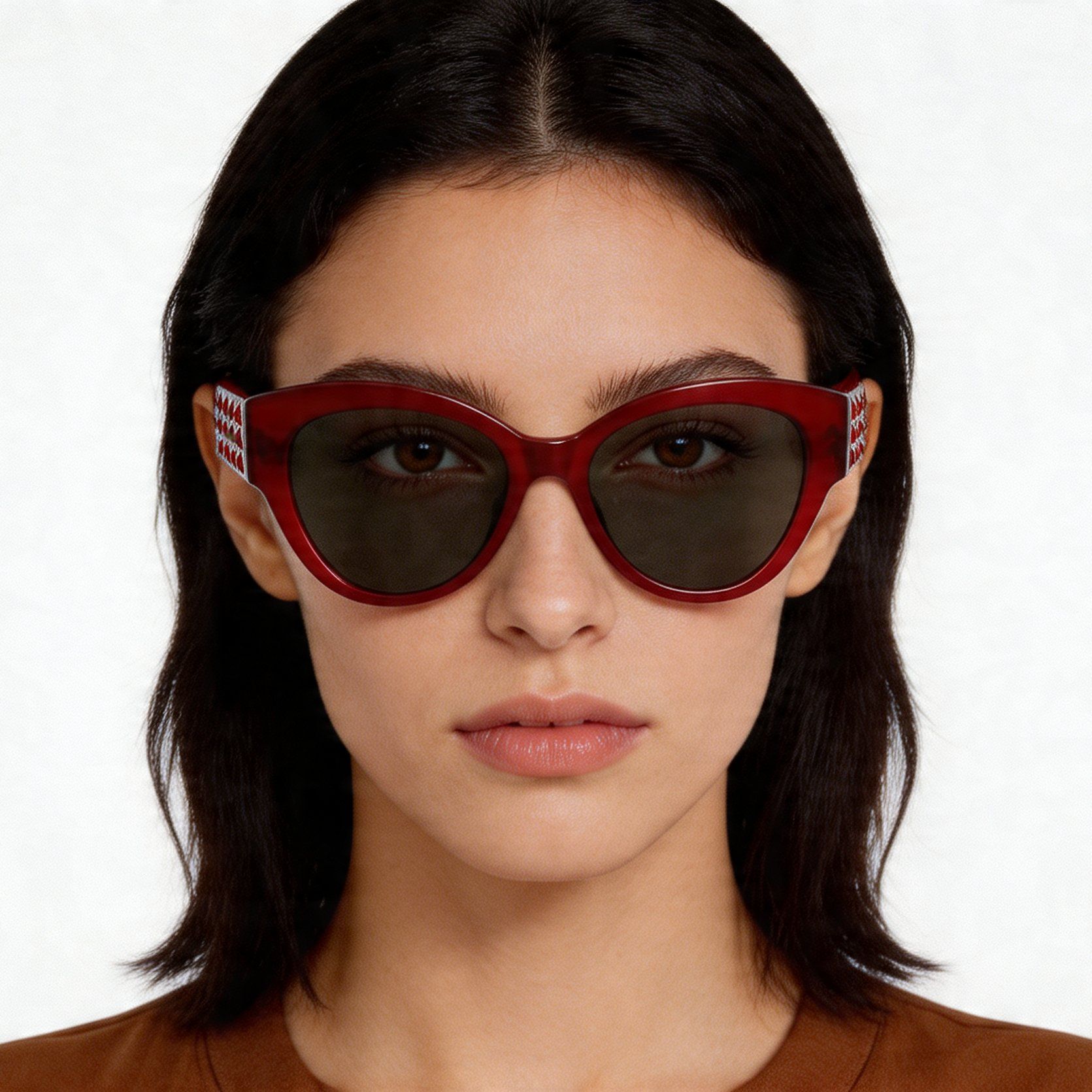 Gafas de sol de acetato rojo con forma de mariposa #BS2012-1293