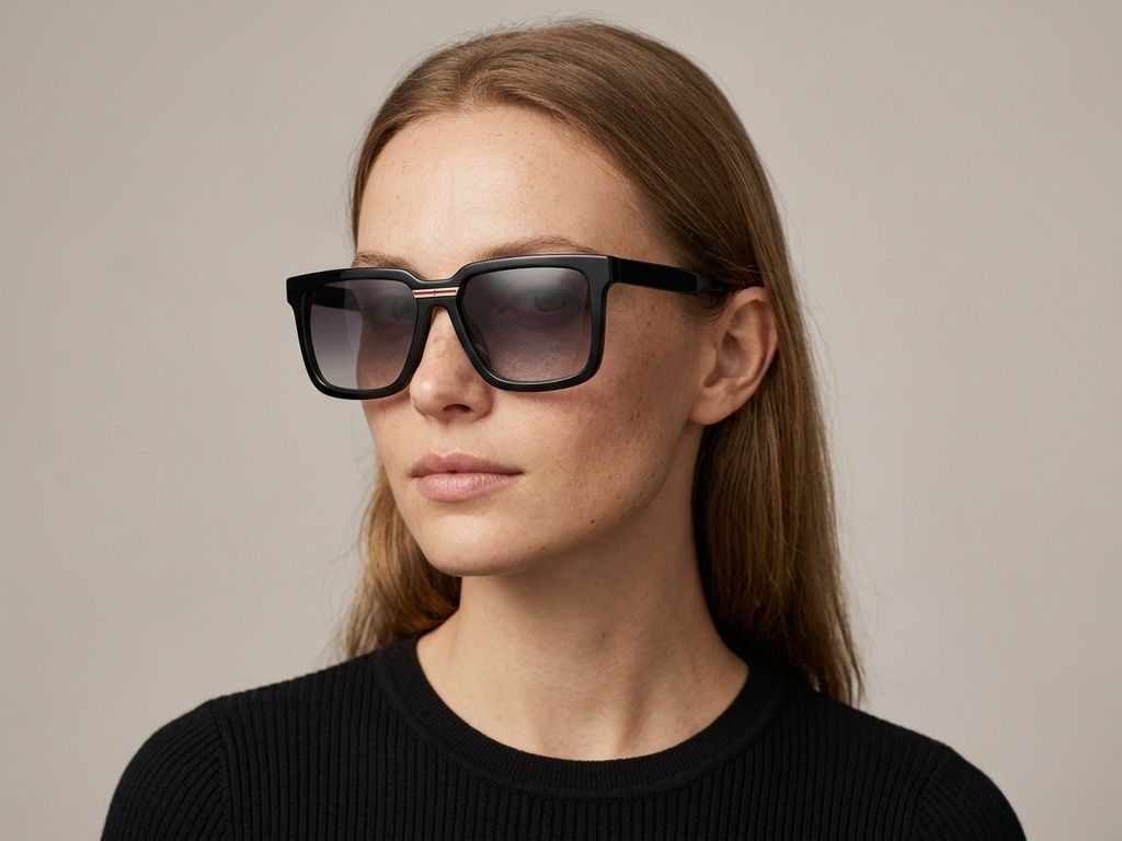 Rectangular Black Acetate Sunglasses #BS2012-1296