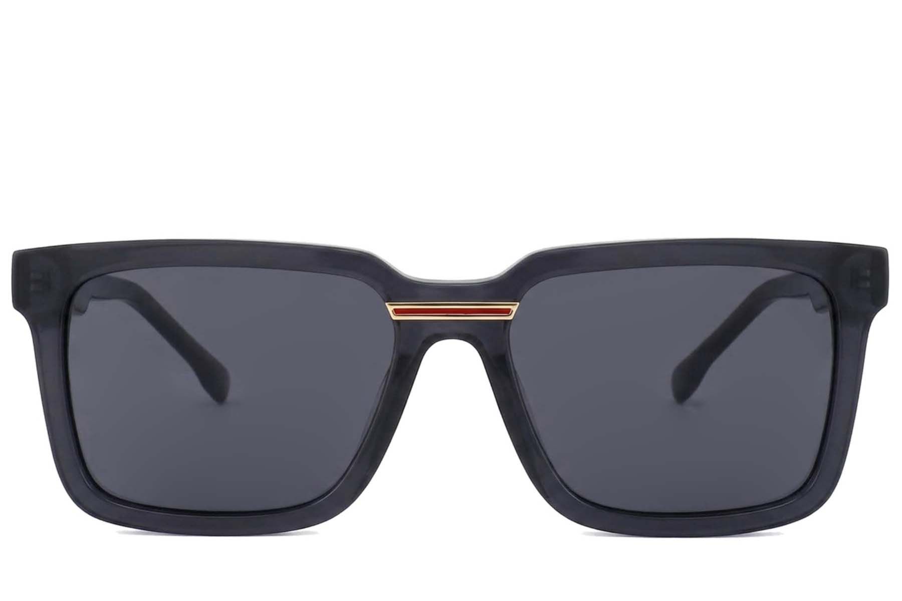 Lunettes de soleil rectangulaires en acétate gris #BS2012-1297