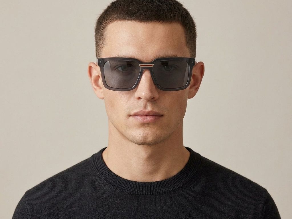 Rectangular Grey Acetate Sunglasses #BS2012-1297