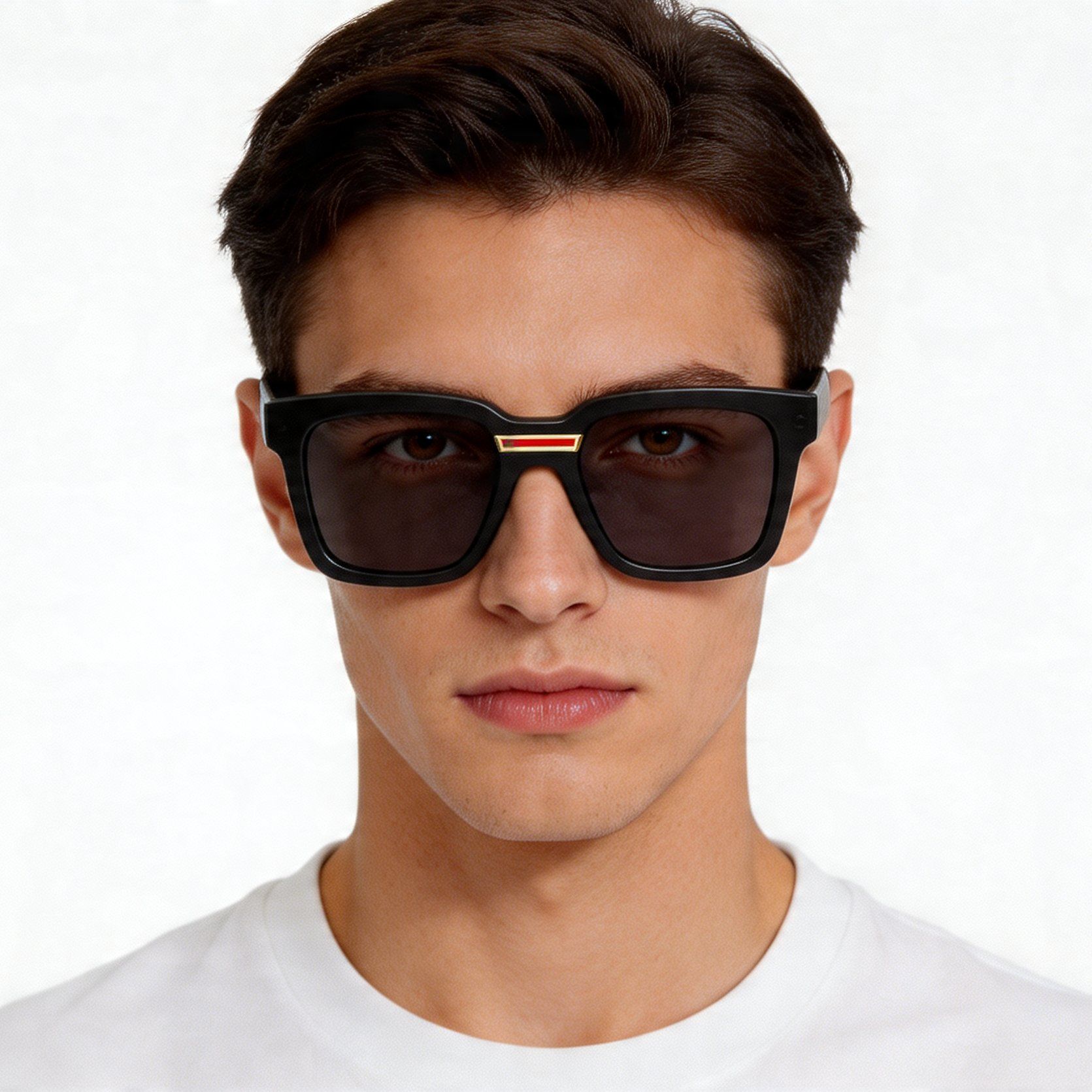 Gafas de sol rectangulares de acetato gris #BS2012-1297