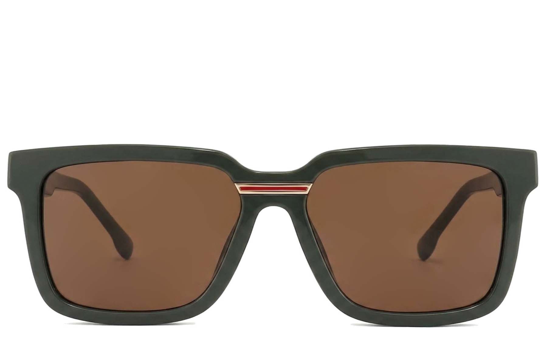 Lunettes de soleil rectangulaires en acétate vert #BS2012-1298