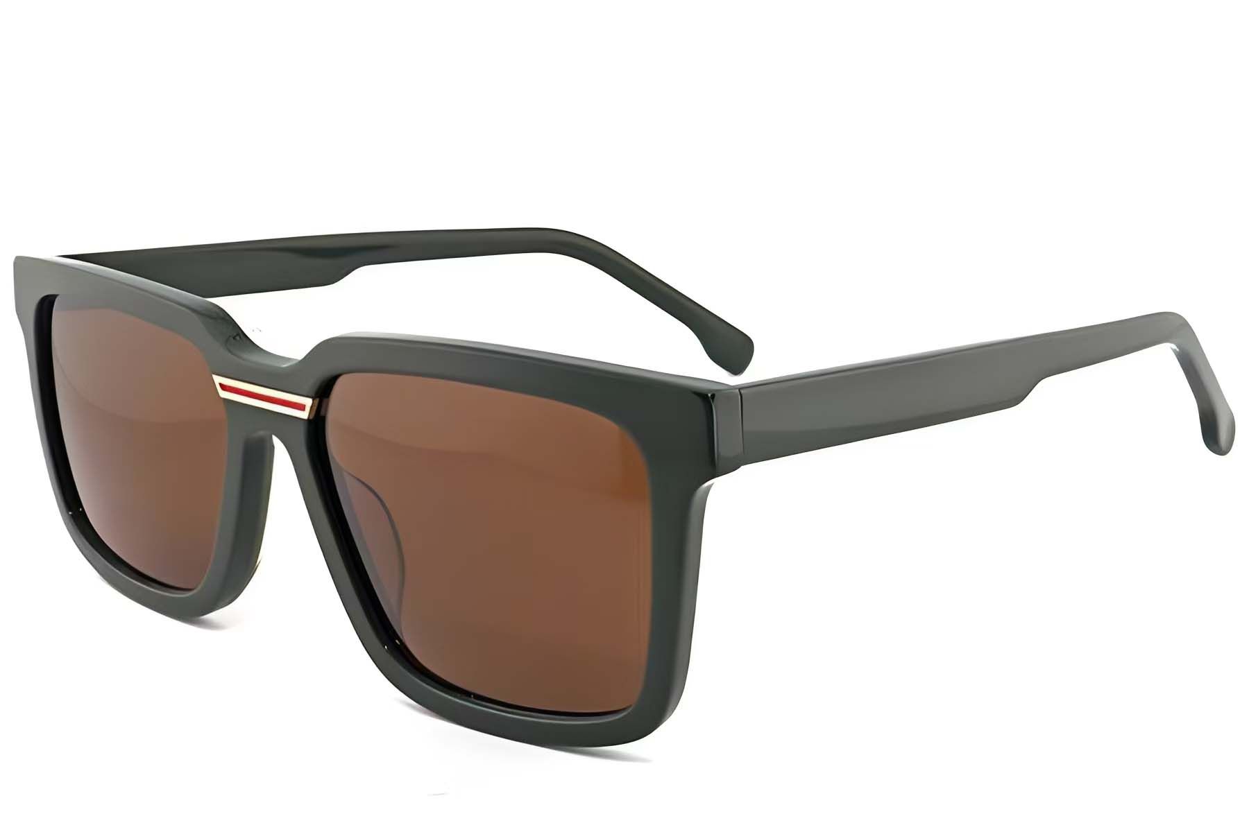 Lunettes de soleil rectangulaires en acétate vert #BS2012-1298