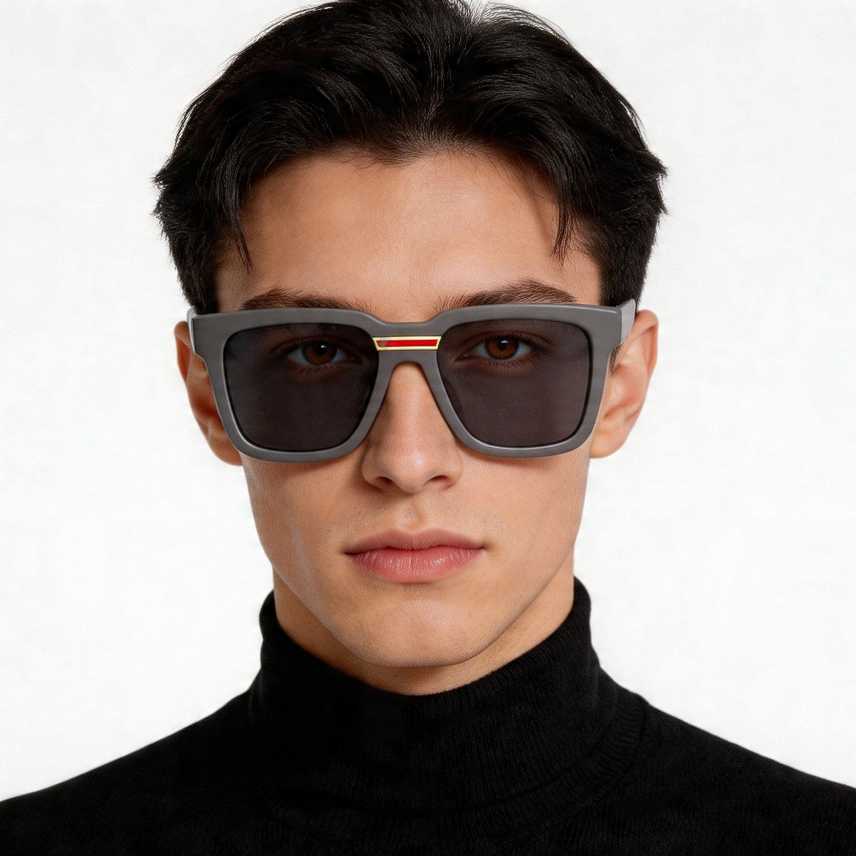 Gafas de sol rectangulares de acetato gris #BS2012-1299