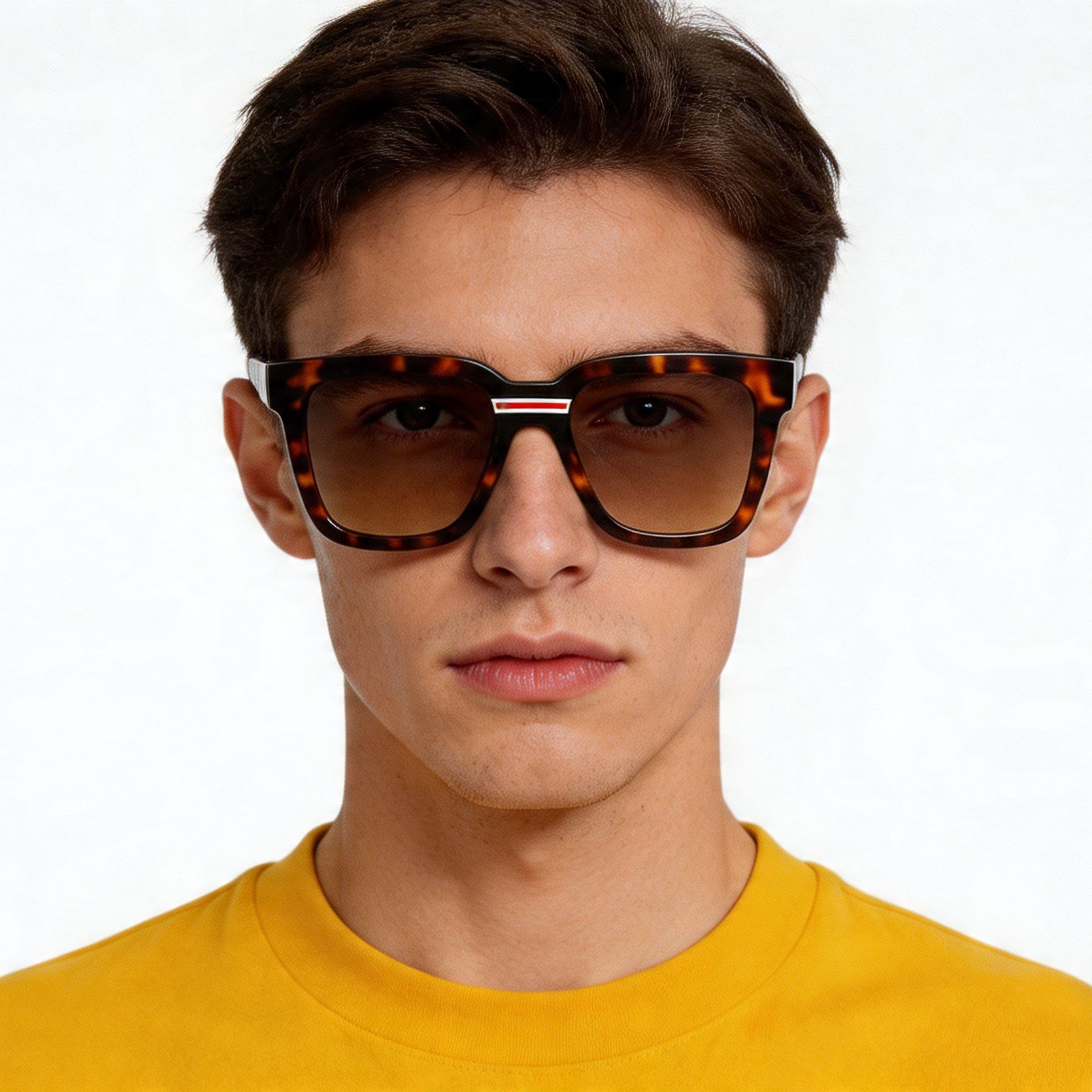 Gafas de sol rectangulares de acetato con efecto carey #BS2012-1300