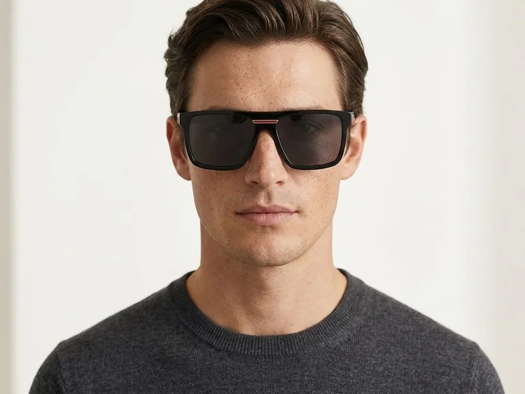 Occhiali da sole modello aviatore in acetato grigio #BS2012-1301