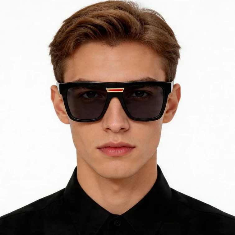 Gafas de sol de aviador de acetato gris #BS2012-1301
