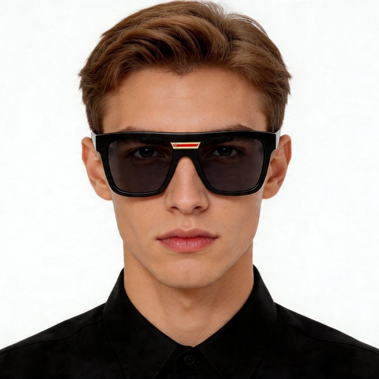 Lunettes de soleil aviateur en acétate gris #BS2012-1301
