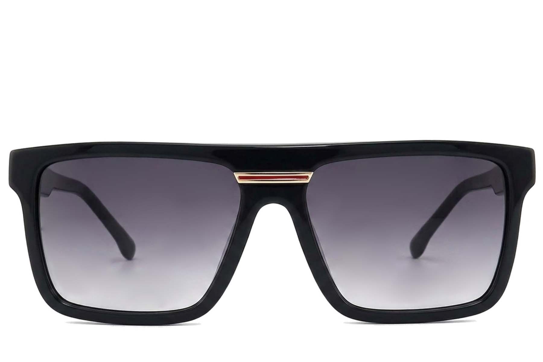 Lunettes de soleil aviateur en acétate noir #BS2012-1302