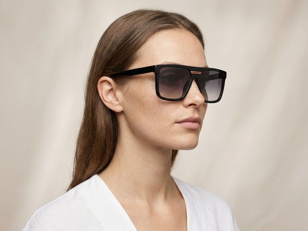 Occhiali da sole modello aviatore in acetato nero #BS2012-1302