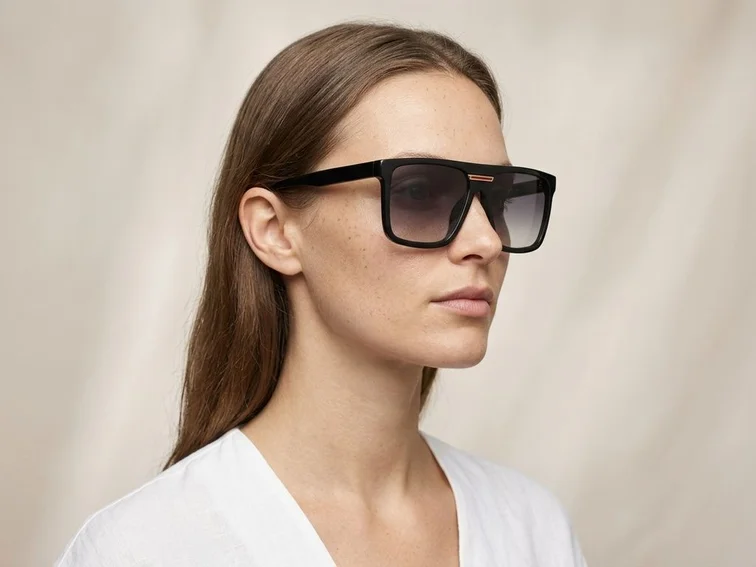 Occhiali da sole modello aviatore in acetato nero #BS2012-1302