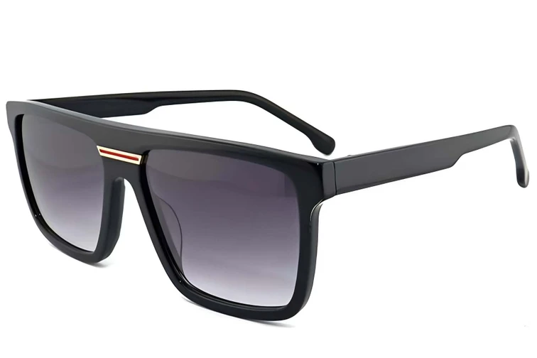 Lunettes de soleil aviateur en acétate noir #BS2012-1302