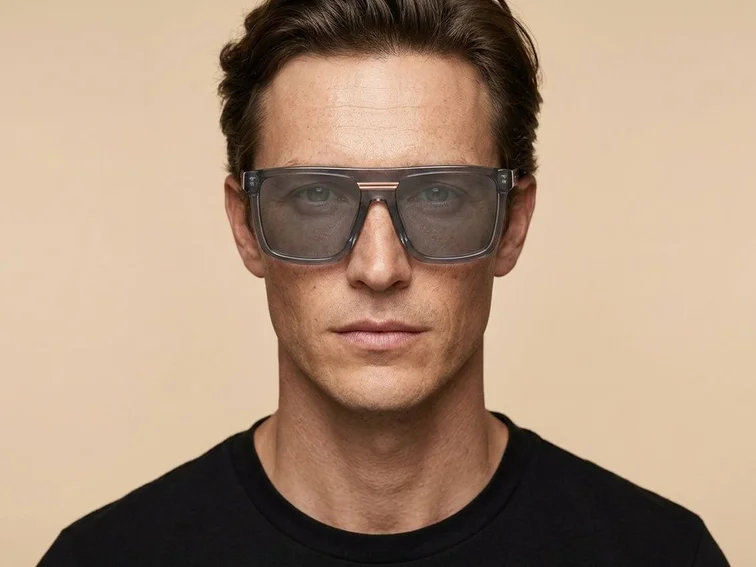 Occhiali da sole modello aviatore in acetato grigio #BS2012-1303