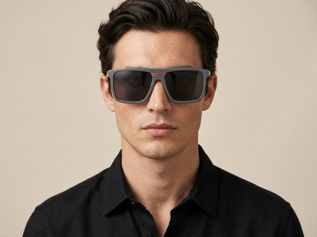 Occhiali da sole modello aviatore in acetato grigio #BS2012-1305