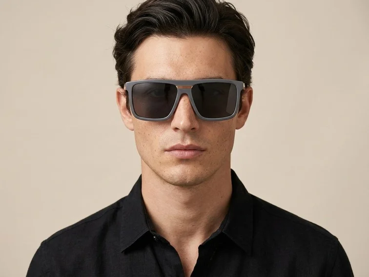 Occhiali da sole modello aviatore in acetato grigio #BS2012-1305