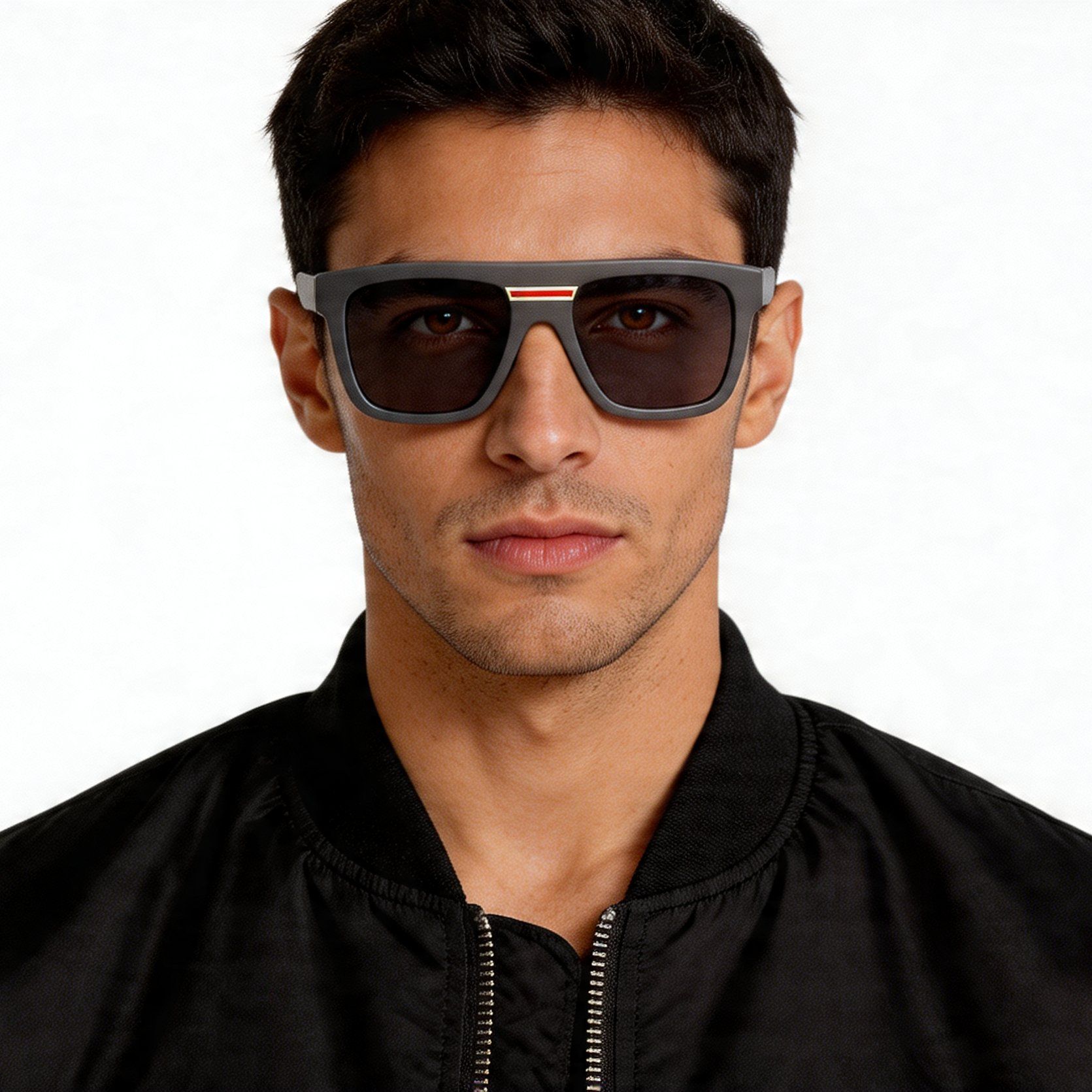 Gafas de sol de aviador de acetato gris #BS2012-1305