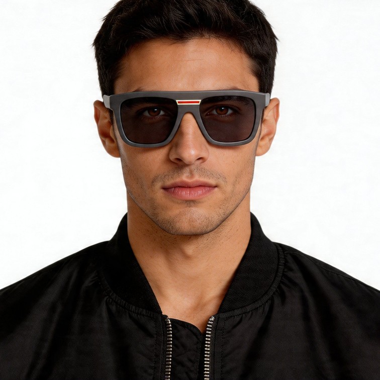 Lunettes de soleil aviateur en acétate gris #BS2012-1305
