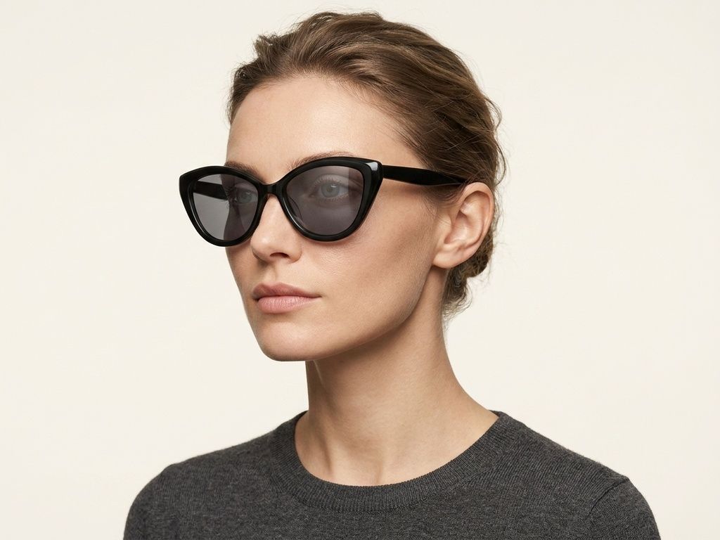 Lunettes de soleil papillon en acétate noir #BS2012-1307