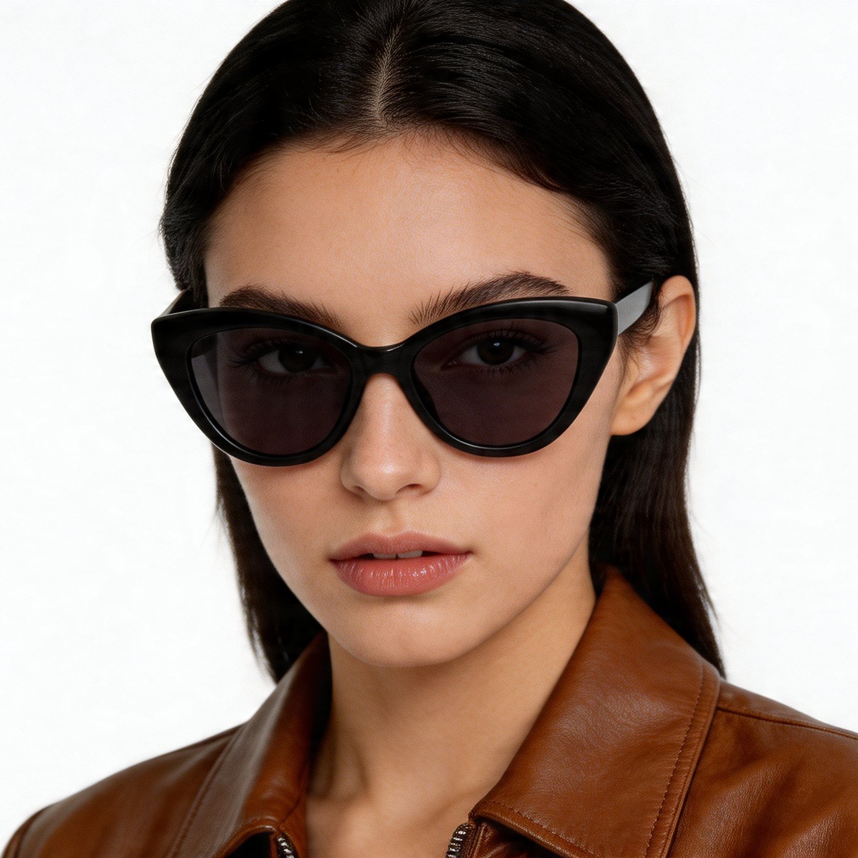Lunettes de soleil papillon en acétate noir #BS2012-1307