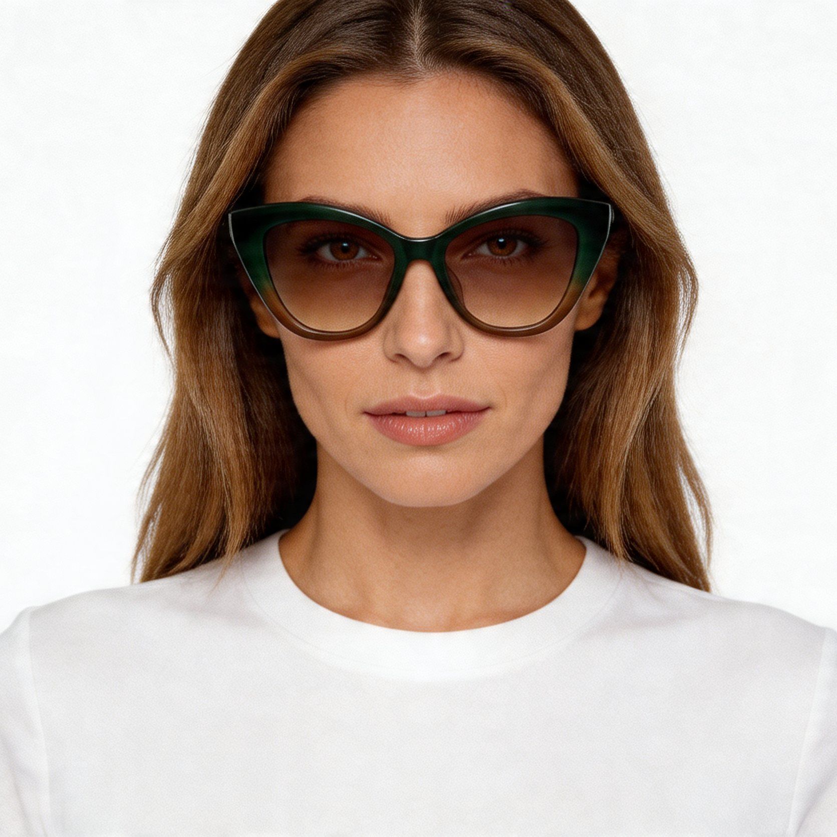 Gafas de sol de acetato marrón con forma de mariposa #BS2012-1308