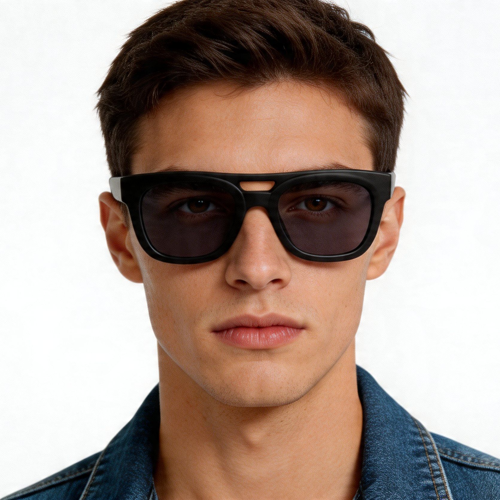 Gafas de sol de aviador de acetato negro #BS2012-1313