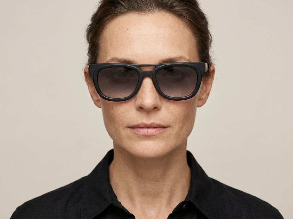 Occhiali da sole modello aviatore in acetato nero #BS2012-1316