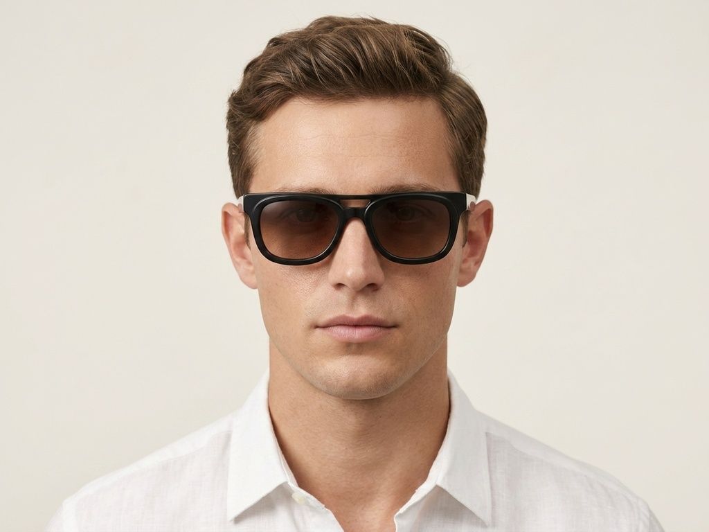 Lunettes de soleil aviateur en acétate noir #BS2012-1317