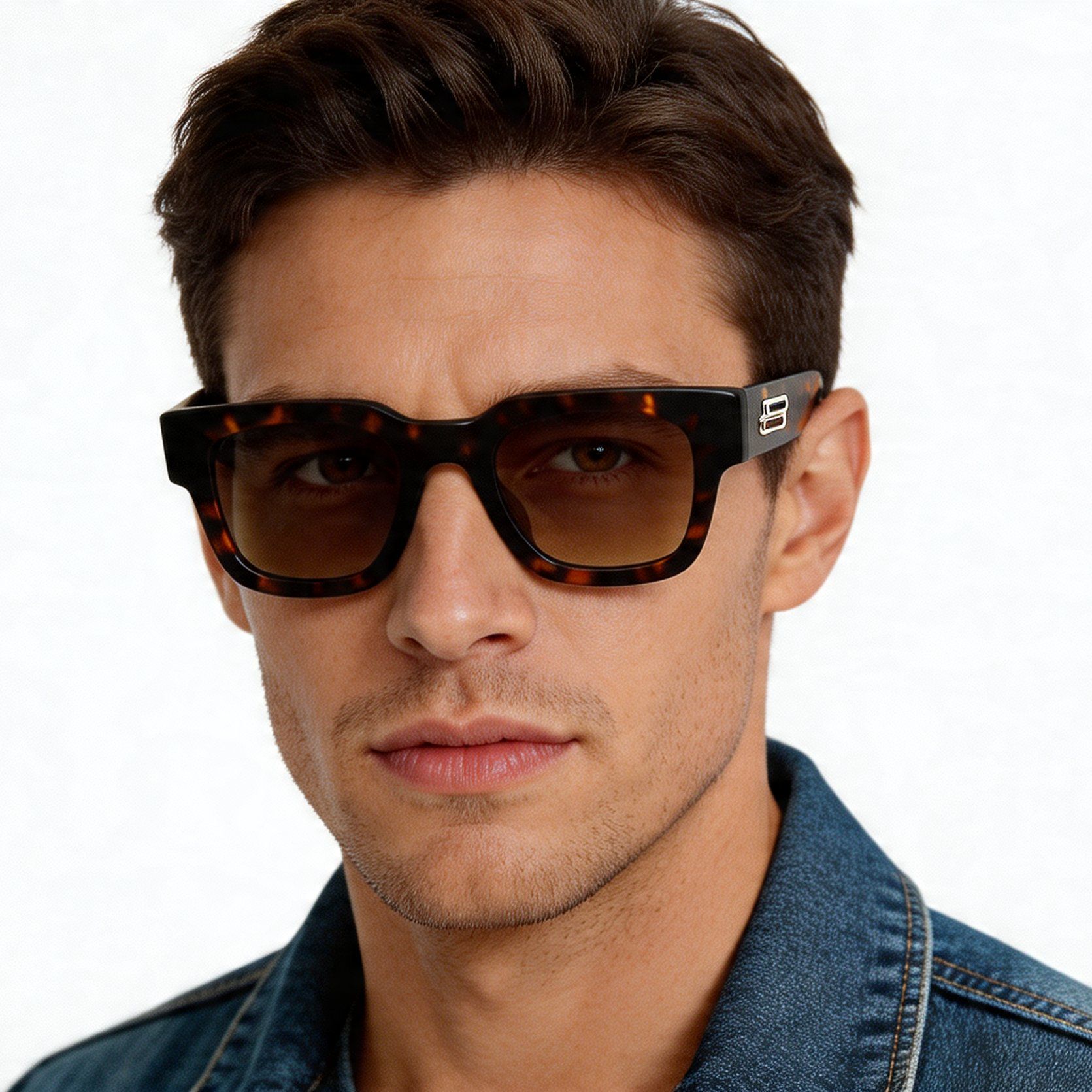 Rectangular Tortoiseshell Acetate Sunglasses #BS2012-1322