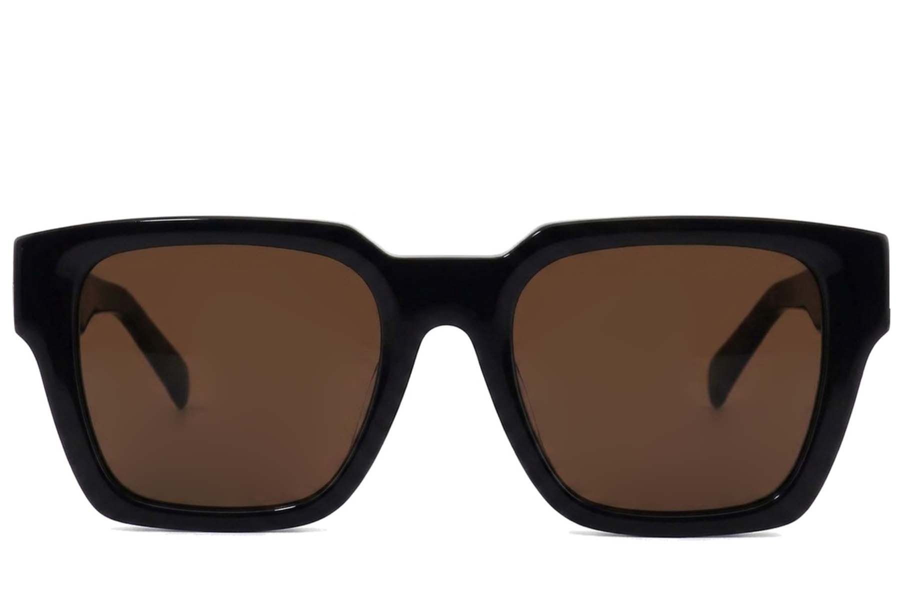 Lunettes de soleil rectangulaires en acétate noir #BS2012-1324