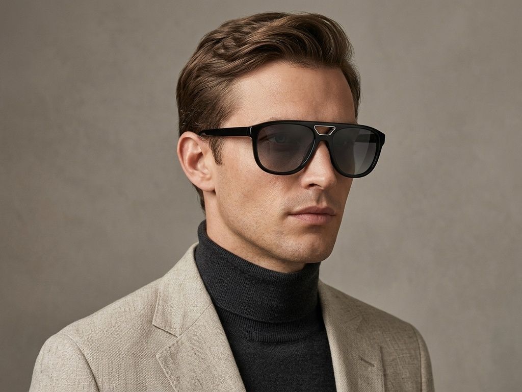 Occhiali da sole modello aviatore in acetato nero #BS2012-1328