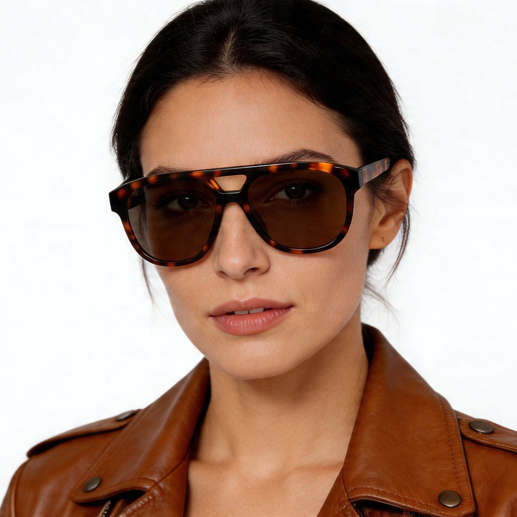Gafas de sol de acetato con estampado de carey estilo aviador #BS2012-1329
