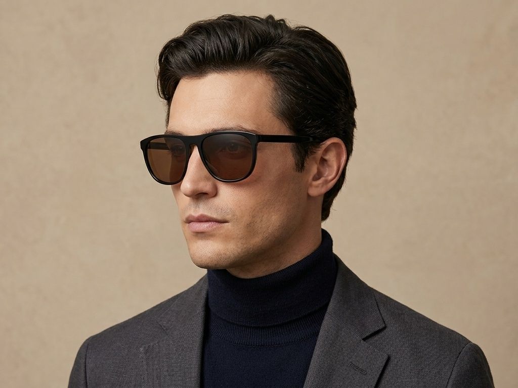 Oval Black Acetate Sunglasses #BS2012-1332