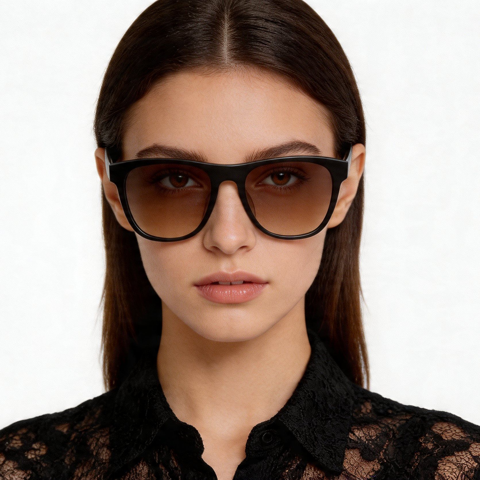 Oval Black Acetate Sunglasses #BS2012-1334