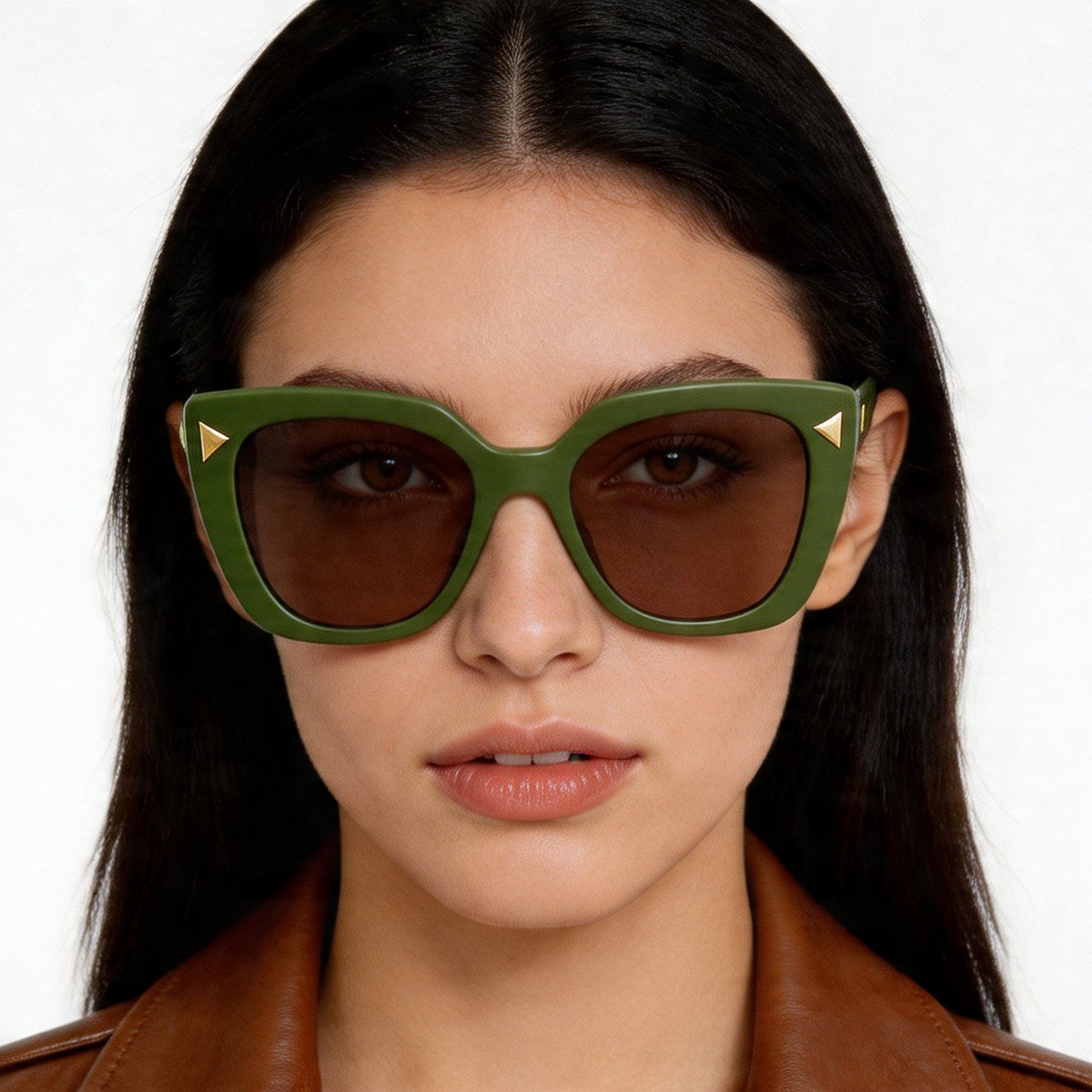 Rectangular Green Acetate Sunglasses #BS2012-1338