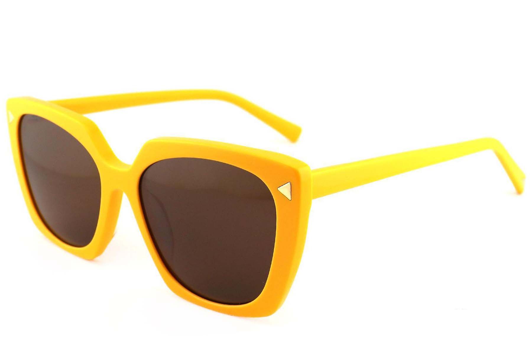 Lunettes de soleil rectangulaires en acétate jaune #BS2012-1339