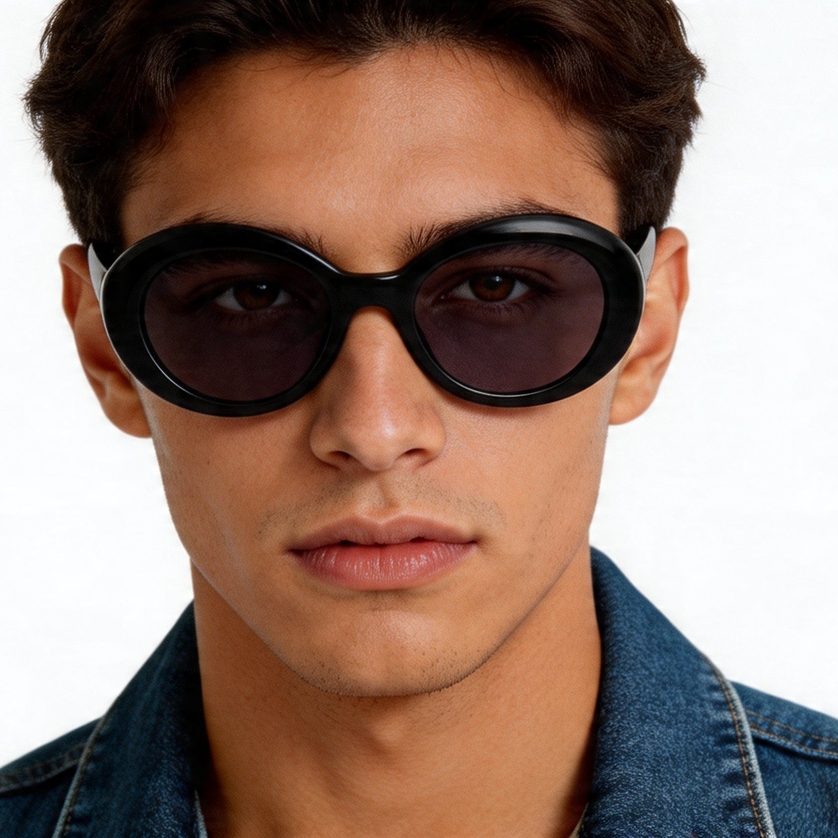 Oval Black Acetate Sunglasses #BS2012-1342
