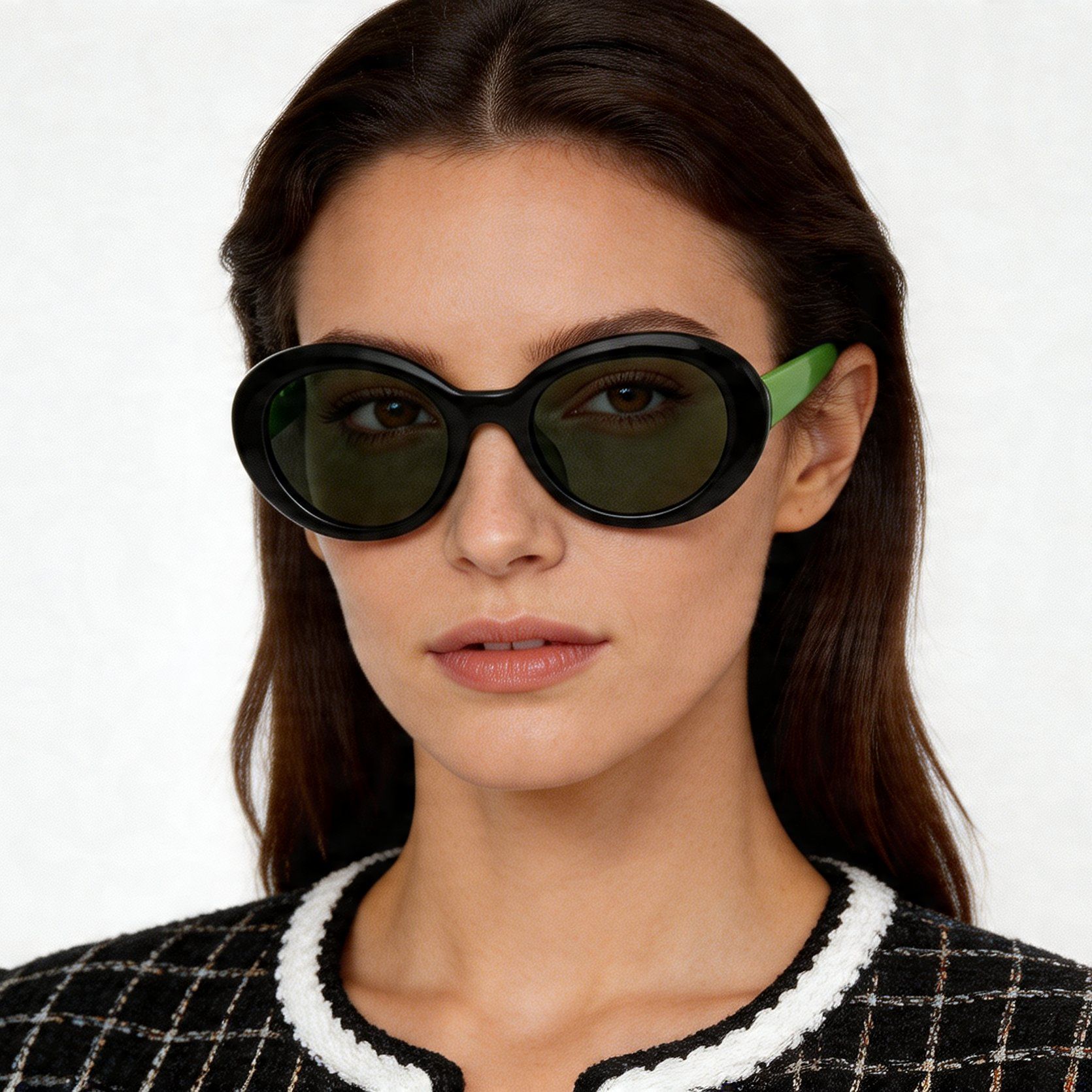 Oval Black Acetate Sunglasses #BS2012-1343