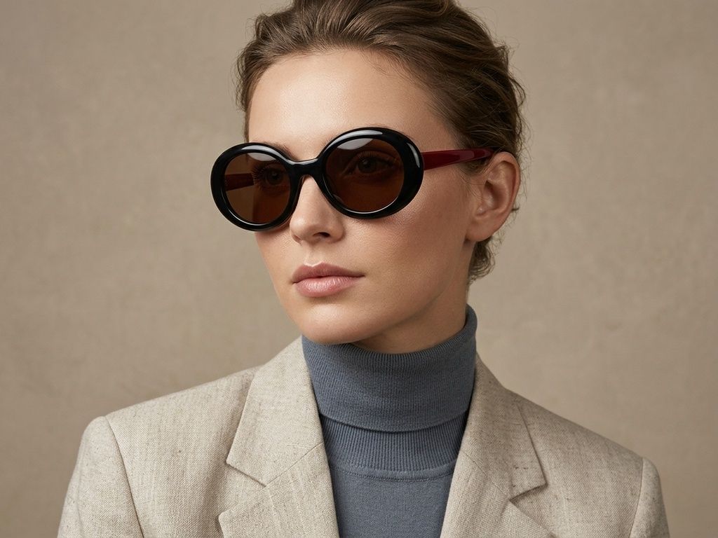 Oval Black Acetate Sunglasses #BS2012-1346
