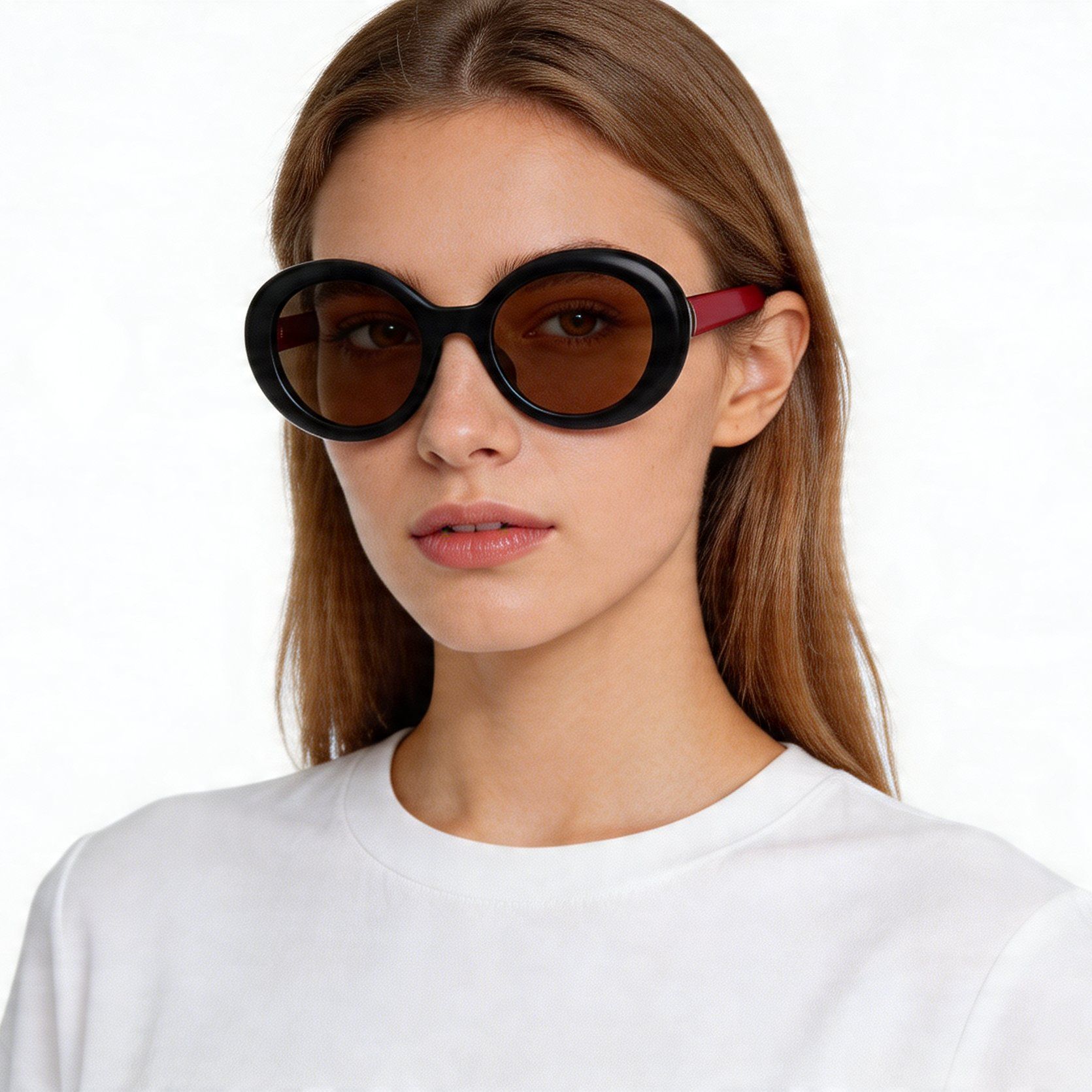 Gafas de sol ovaladas de acetato negro #BS2012-1346