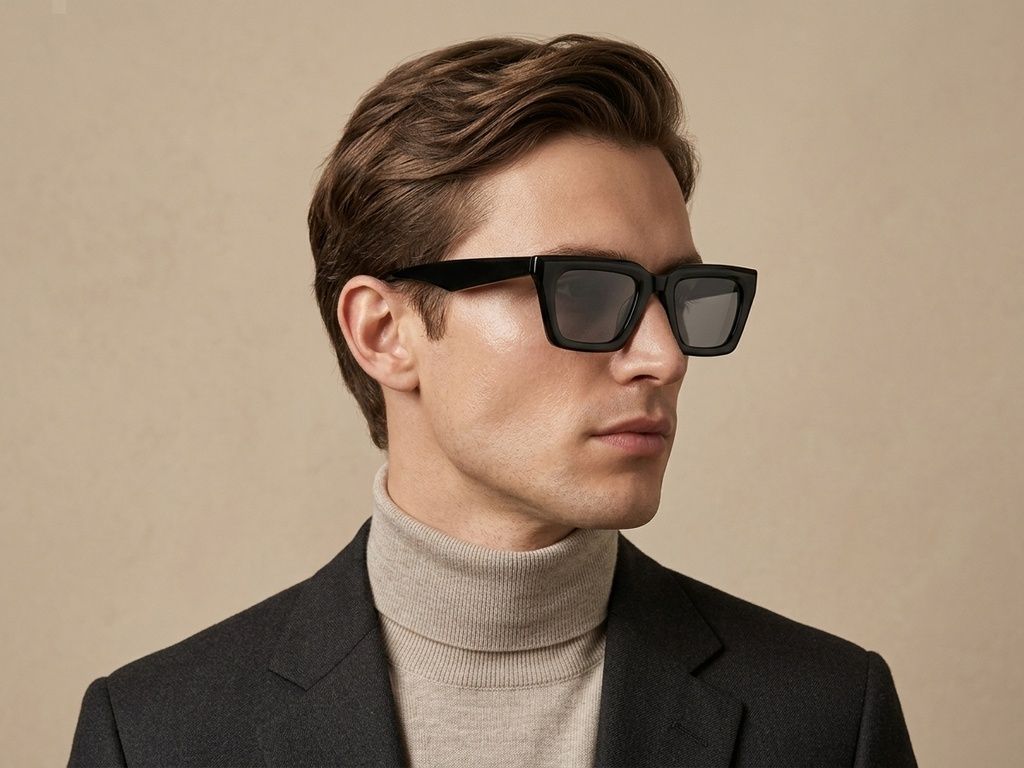 Rectangular Black Acetate Sunglasses #BS2012-1347