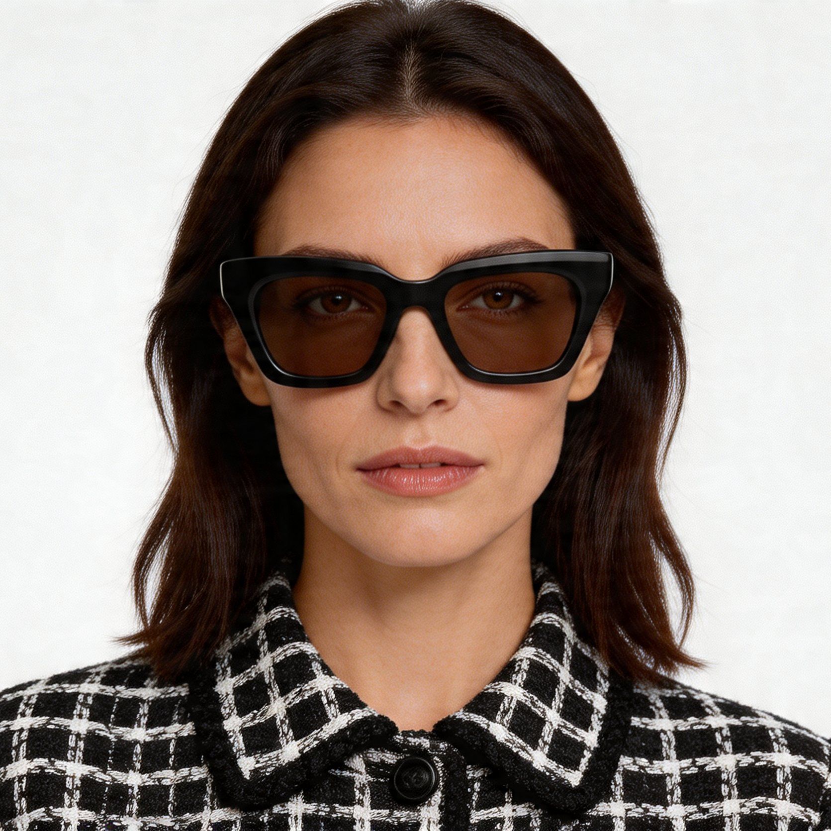 Rectangular Black Acetate Sunglasses #BS2012-1348