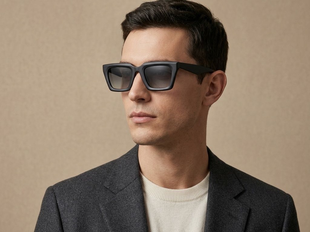 Rectangular Grey Acetate Sunglasses #BS2012-1349
