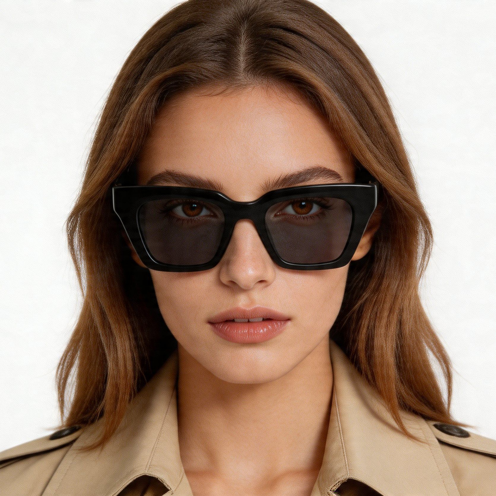 Rectangular Black Acetate Sunglasses #BS2012-1350