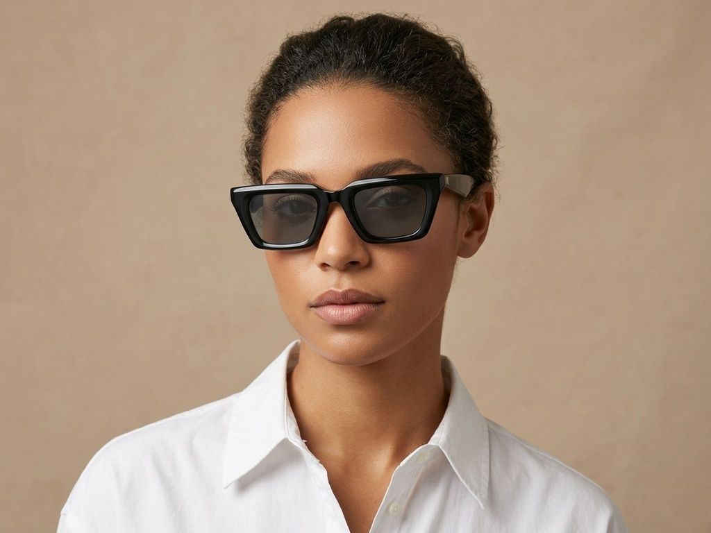 Rectangular Black Acetate Sunglasses #BS2012-1351