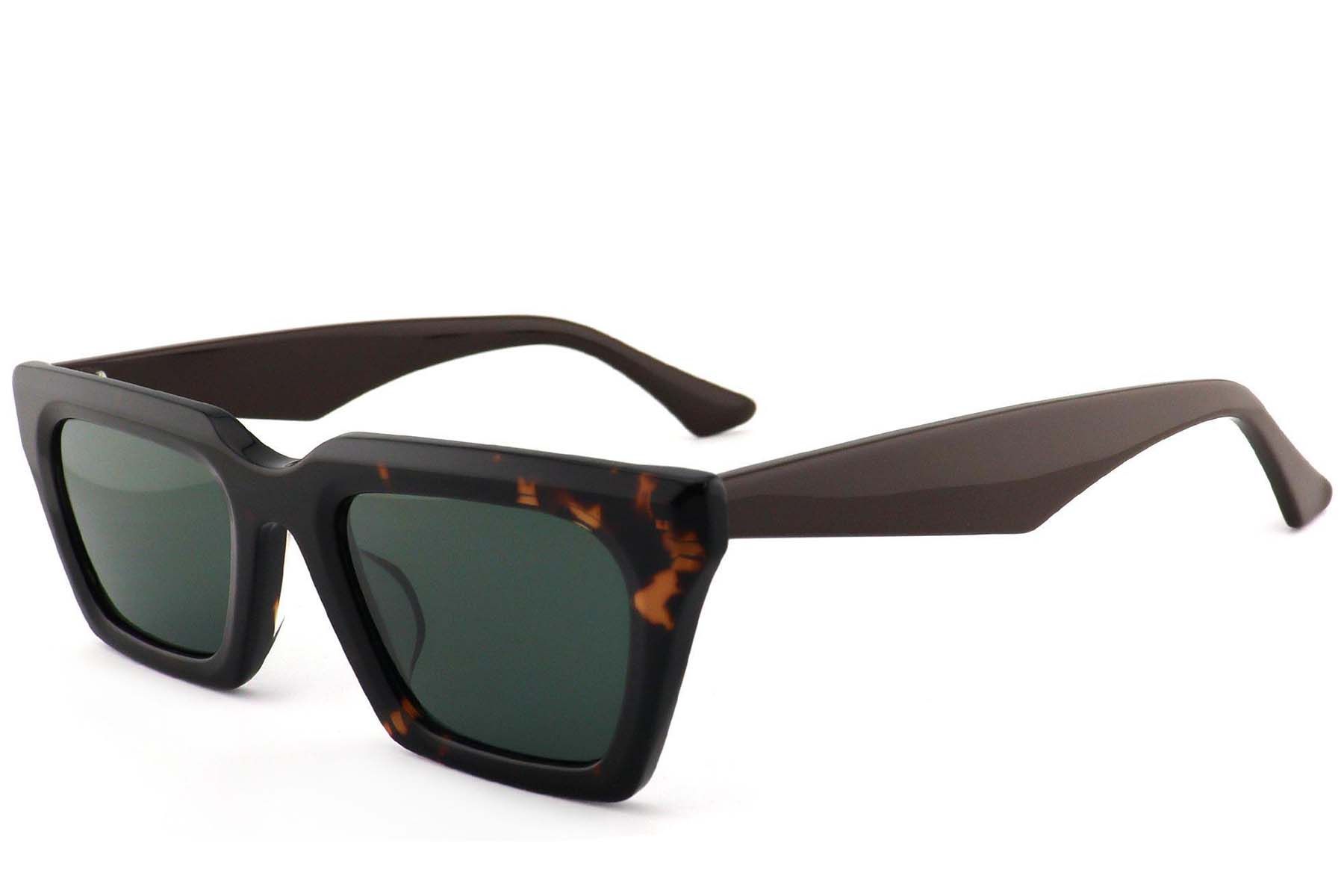 Lunettes de soleil rectangulaires en acétate écaille de tortue #BS2012-1352