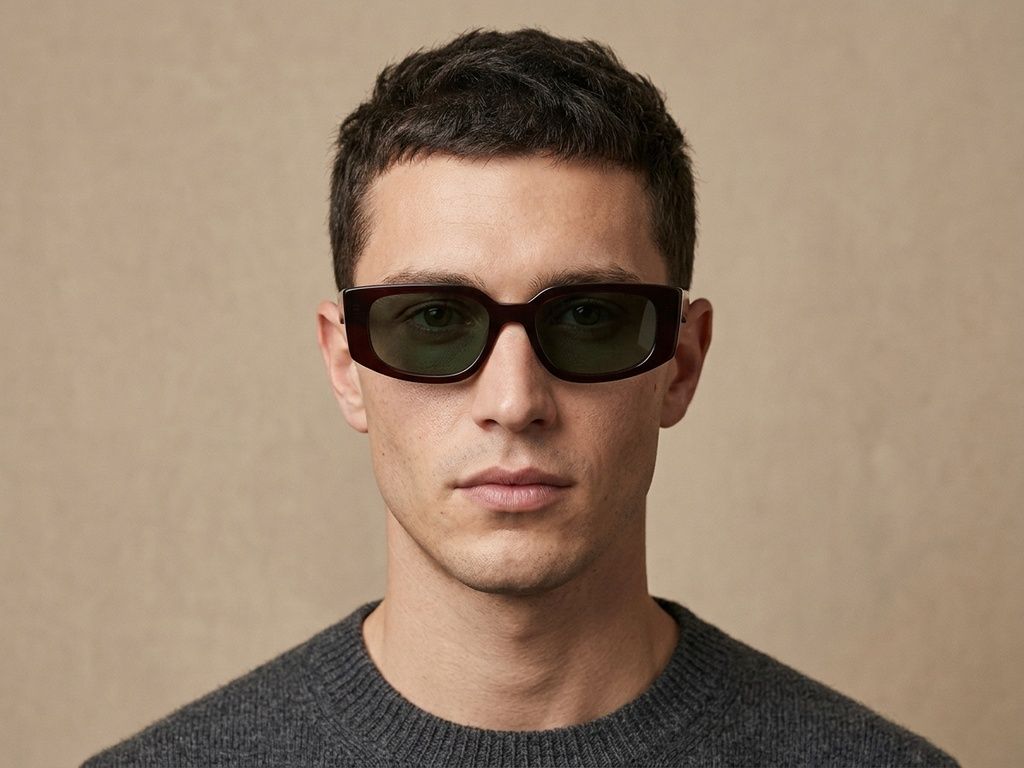 Gafas de sol rectangulares de acetato rojo #BS2012-1354