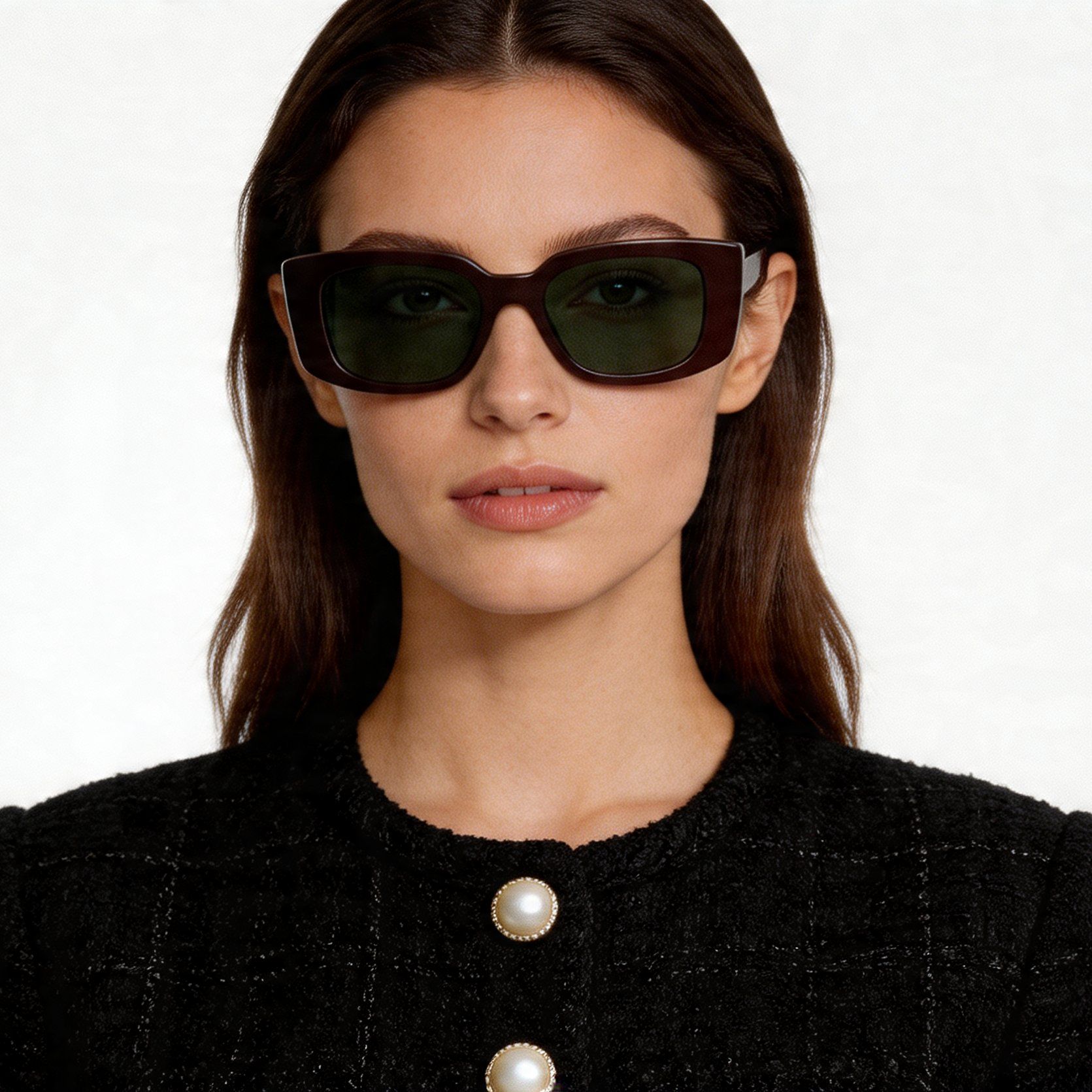 Rectangular Red Acetate Sunglasses #BS2012-1354