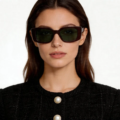 Rectangular Red Acetate Sunglasses #BS2012-1354
